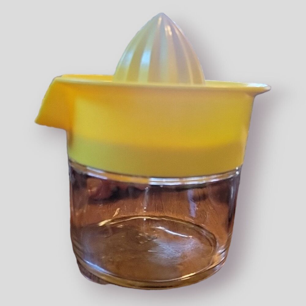 Vintage Gemco Juice Juicer Orange Lemon Citrus Reamer Squeezer Jar Glass Orange